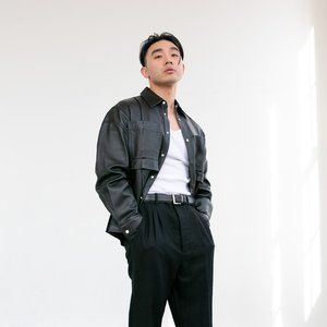 Wooyoungmi Black Faux Leather Shirt